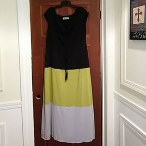 Tricolor cowl neck maxi dress